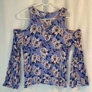 Charlotte Russe Cold Shoulder Bell Sleeve Blouse L